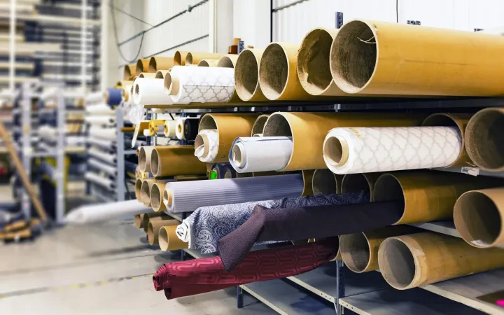 Textile factory fabric rolls for technical material production
