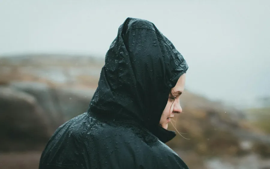 Waterproof outdoor jacket in rain for technical apparel fabric sourcing